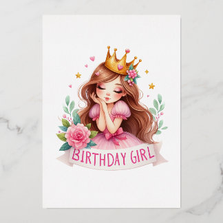 Prinzessin Geburtstagsmädchen Krone Folieneinladung