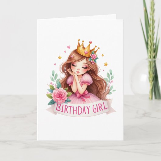 Prinzessin Geburtstagsmädchen Krone Karte (Vorderseite)