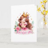 Prinzessin Geburtstagsmädchen Krone Karte (Gelbe Blume)