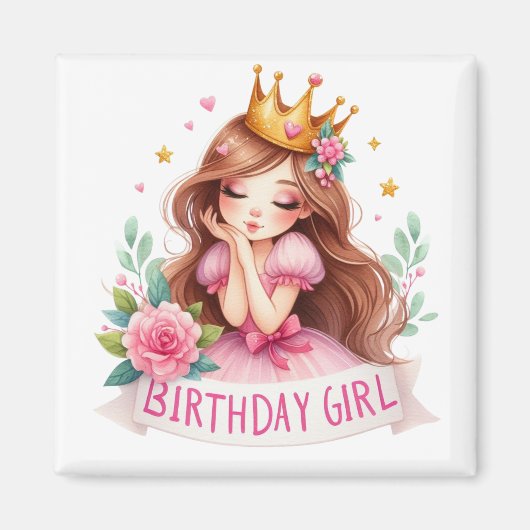Prinzessin Geburtstagsmädchen Krone Magnet (Vorne)