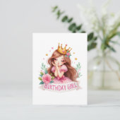 Prinzessin Geburtstagsmädchen Krone Postkarte (Stehend Vorderseite)