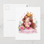 Prinzessin Geburtstagsmädchen Krone Postkarte (Vorne/Hinten)