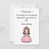 Prinzessin Geburtstagsparty Rosa Niedlicher Cartoo Dankeskarte (Rückseite)