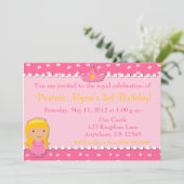 Prinzessin Girls Birthday Invitation Einladung (Stehend Vorderseite)