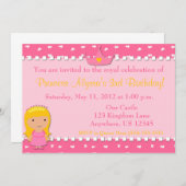Prinzessin Girls Birthday Invitation Einladung (Vorne/Hinten)