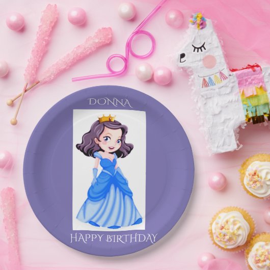 Prinzessin glücklich Geburtstag personalisierten N Pappteller (Party)