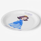 Prinzessin glücklich Geburtstag personalisierten N Pappteller (Schrägansicht)