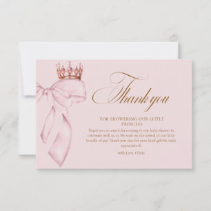 Prinzessin Gold Rosa Mädchen Baby Shower Dankeskarte