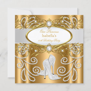 Prinzessin Gold Weiße Perle Diamant High Heels Einladung