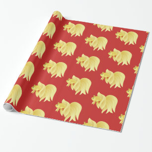 Prinzessin goldener Fisch auf Rot Geschenkpapier