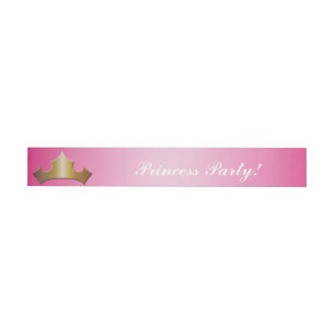 Prinzessin Goldkrone Rosa Party Umwickel-Etiketten Rundum-Adressaufkleber