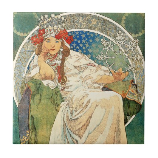Prinzessin Hyacinth Tile Alphonse-Mucha Fliese (Vorderseite)