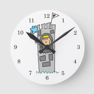 Prinzessin im Burgturm Runde Wanduhr