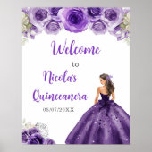 Prinzessin im dunklen Lila Kleid Quinceanera Willk Poster (Vorne)