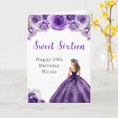 Prinzessin im Lila Kleid 16 . Geburtstag Geburtsta Karte (Gelbe Blume)