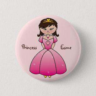 Prinzessin im rosa Namensknopf Button