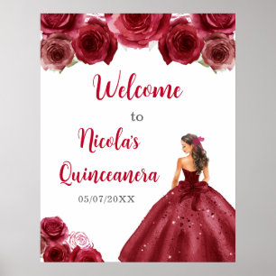 Prinzessin im Roten Kleid Quinceanera Willkommen Poster