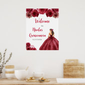 Prinzessin im Roten Kleid Quinceanera Willkommen Poster (Küche)