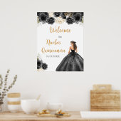 Prinzessin in Black Dress Quinceanera Willkommen Poster (Küche)