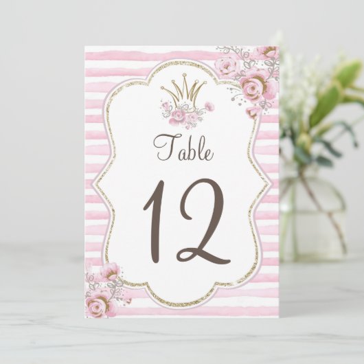 Prinzessin in Blumenrosa Goldgold Einladung (Stehend Vorderseite)