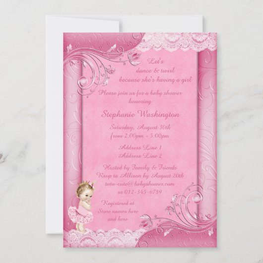 Prinzessin in der Tutu-Imitat-Spitze-Baby-Dusche Einladung (Rückseite)