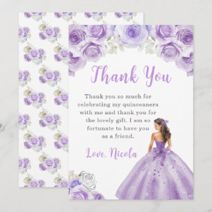 Prinzessin in einem Lila Kleid Quinceanera Vielen  Dankeskarte
