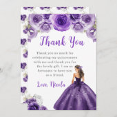 Prinzessin in einem Lila Kleid Quinceanera Vielen Dankeskarte (Vorne/Hinten)