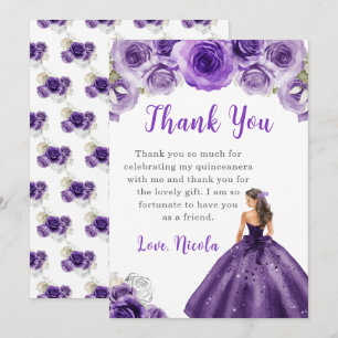 Prinzessin in einem Lila Kleid Quinceanera Vielen  Dankeskarte
