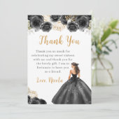 Prinzessin in einem schwarzen Kleid 16 . Geburtsta Dankeskarte (Stehend Vorderseite)