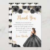 Prinzessin in einem schwarzen Kleid 16 . Geburtsta Dankeskarte (Vorne/Hinten)