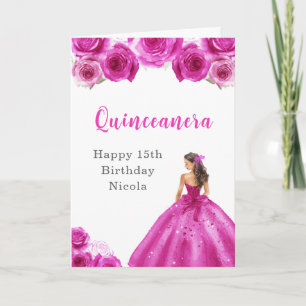 Prinzessin in heiß rosa Kleid Geburtstag Quinceane Karte