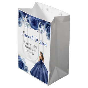 Prinzessin in Navy Blue Dress 16 . Geburtstag Gebu Mittlere Geschenktüte
