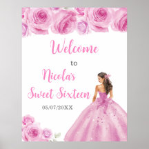 Prinzessin in rosa Kleid 16 . Geburtstag Willkomme