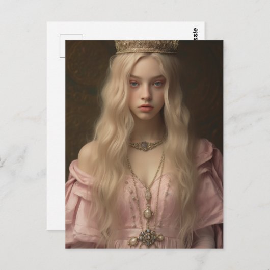 Prinzessin in Rosa Postkarte (Vorne/Hinten)