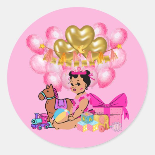 Prinzessin in Rosa Runder Aufkleber (Vorderseite)
