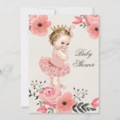 Prinzessin in Tutu Aquarell Blume Kinderdusche Einladung (Vorderseite)