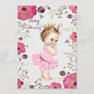 Prinzessin in Tutu Aquarell Pappies Babydusche Einladung