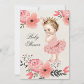 Prinzessin in Tutu Wasserfarbe Blume Babydusche Einladung (Vorderseite)