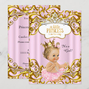 Prinzessin ist auf dem Weg Baby Shower Pink Blond Einladung