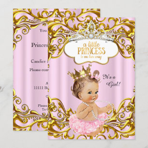 Prinzessin ist auf dem Weg Baby Shower Pink Braunh Einladung