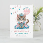 Prinzessin Kitty Mädchen Geburtstagsfeier Einladung (Stehend Vorderseite)
