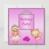 Prinzessin Kitty u. Bär, Tiara u. Glitzer lädt ein Einladung (Rückseite)