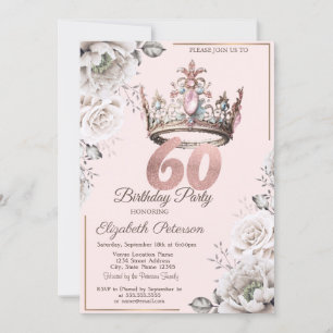 Prinzessin Krone Floral 60. Geburtstagsfeier Einladung