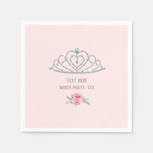 Prinzessin, Krone, Glitzer, Serviette (Vorderseite)