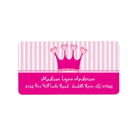 Prinzessin Kronen Rücksendeadressen-Aufkleber. Adressaufkleber (Vorne)