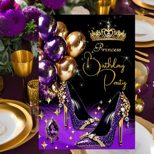 Prinzessin Lila Glitzer High Heels Tiara Geburtsta Einladung