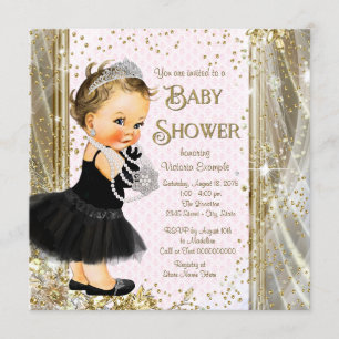 Prinzessin Little Lady Pink Gold Mädchen Baby Show Einladung