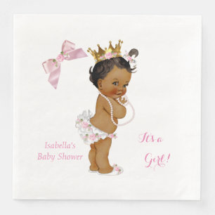 Prinzessin Mädchen Baby Shower Pink Goldene Krone Serviette