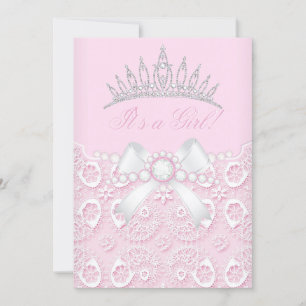 Prinzessin Mädchen Baby Shower Rosa Spitze Diamant Einladung