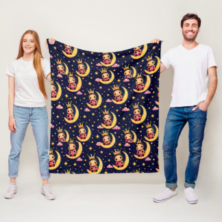 🌙 Prinzessin Marienkäfer Mond Kinderzimmer Dekora Fleecedecke